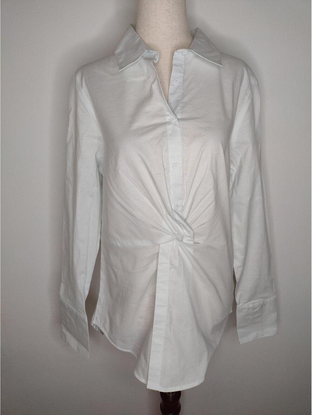 NWT Lola River Women's Gemini White/Twist Front Button Down Blouse Size Small